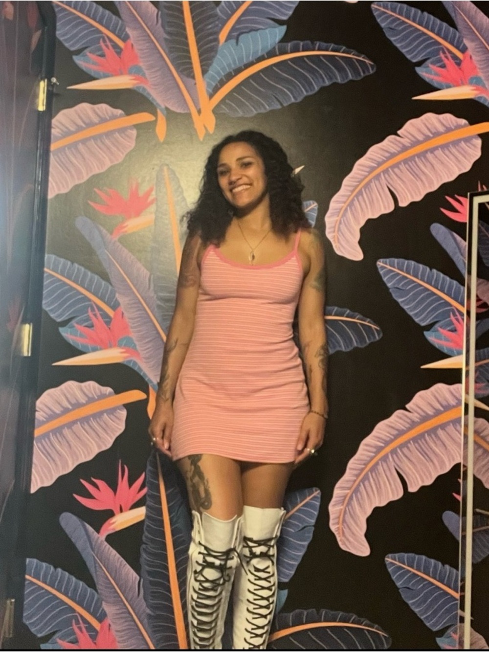 American Eagle Outfitters Pink Striped Tank Mini Dress